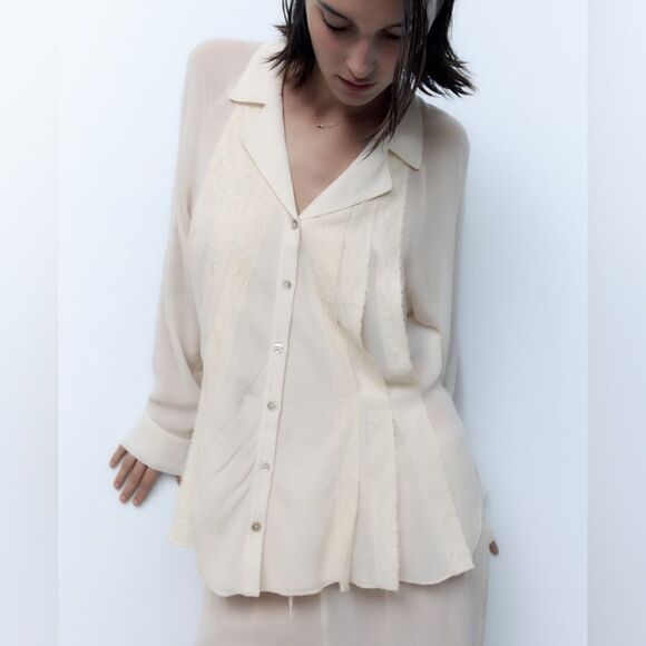 Zara Lace Blouse New Cream - Picture 7 of 9